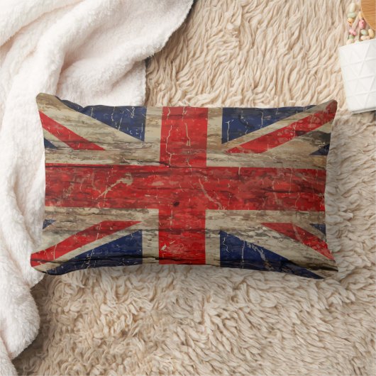 ヴィンテージの英国国旗の木の旗 ランバークッション (ブランケット)