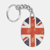 ヴィンテージの英国国旗アクリルの円形のKeychain キーホルダー (正面左)