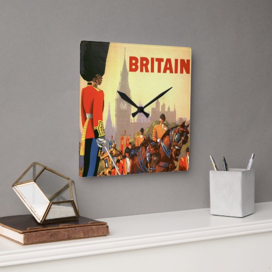 ヴィンテージの英国王室近衛兵 グレートブリテン スクエア壁時計 (オフィス)