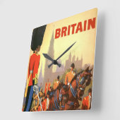 ヴィンテージの英国王室近衛兵 グレートブリテン スクエア壁時計 (傾斜)