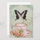 ヴィンテージの茶時間結婚式招待状 招待状 (正面/裏面)