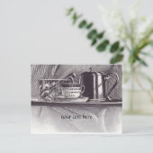 ヴィンテージの茶皿 ポストカード (スタンド正面)