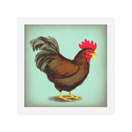 ヴィンテージの茶色い雄鶏 メタルプリント