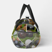 ヴィンテージの茶色と黒の芝生のボウル写真コラージ ダッフルバッグ (右)