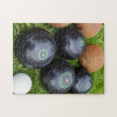ヴィンテージの茶色と黒の芝生のボール ジグソーパズル (横)