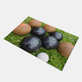 ヴィンテージの茶色と黒の芝生のボール ドアマット (アングル)