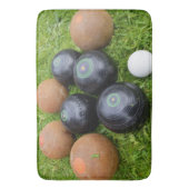 ヴィンテージの茶色と黒の芝生のボール バスマット (正面縦)