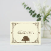 ヴィンテージの茶色のオークの木クリームテーブル番号 ポストカード (スタンド正面)