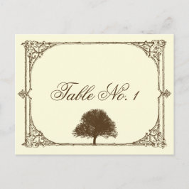 ヴィンテージの茶色のオークの木クリームテーブル番号 ポストカード