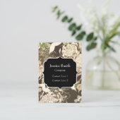 ヴィンテージの茶色のベージュの花と鳥のモノグラム 名刺 (スタンド正面)