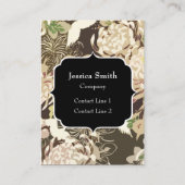 ヴィンテージの茶色のベージュの花と鳥のモノグラム 名刺 (正面)