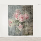 ヴィンテージの荒々しいバラ - 古びた花 タペストリー (正面)