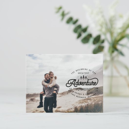 ヴィンテージの荒涼とした森林写真が日付を救う 案内ポストカード (スタンド正面)