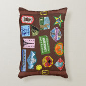 ヴィンテージの荷物の世界旅行スーツケースのステッカーの名前 アクセントクッション (正面(垂直))
