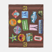 ヴィンテージの荷物の世界旅行スーツケースのステッカーの名前 フリースブランケット (正面)