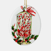 ヴィンテージの菓子の御馳走-キャンディ・ケーンの瓶 セラミックオーナメント (右)