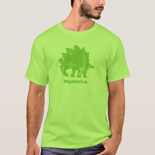 ヴィンテージの菜食主義のステゴサウルスの緑 Tシャツ (正面)
