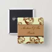 ヴィンテージの華やかな（薄茶色） 缶バッジ (正面&裏面)