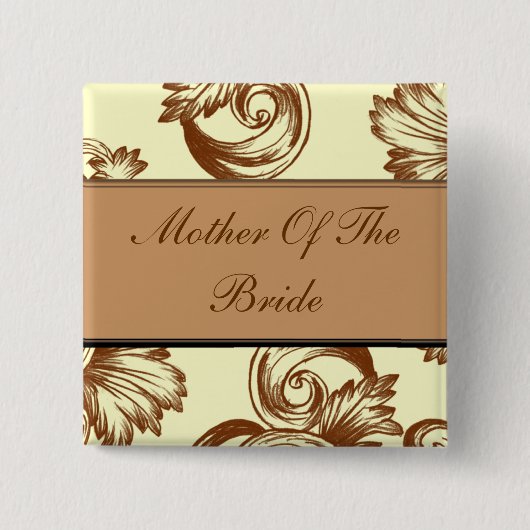 ヴィンテージの華やかな（薄茶色） 缶バッジ (正面)