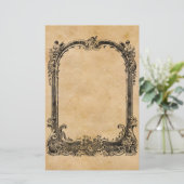 ヴィンテージの華美で装飾的なボーダー 便箋 (スタンド正面)