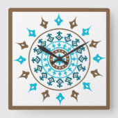 ヴィンテージの華美なターコイズのブラウンの柱時計 スクエア壁時計 (正面)