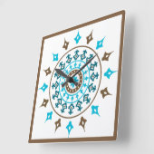 ヴィンテージの華美なターコイズのブラウンの柱時計 スクエア壁時計 (傾斜)