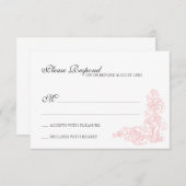 ヴィンテージの華美なピンク及び灰色の応答 出欠カード (正面/裏面)