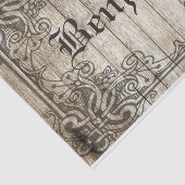 ヴィンテージの華美なボーダー暗い木製のパーソナライズな名前 薄葉紙 (詳細)