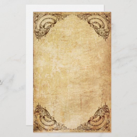 ヴィンテージの華美なリボンの文房具 便箋 (正面/裏面)