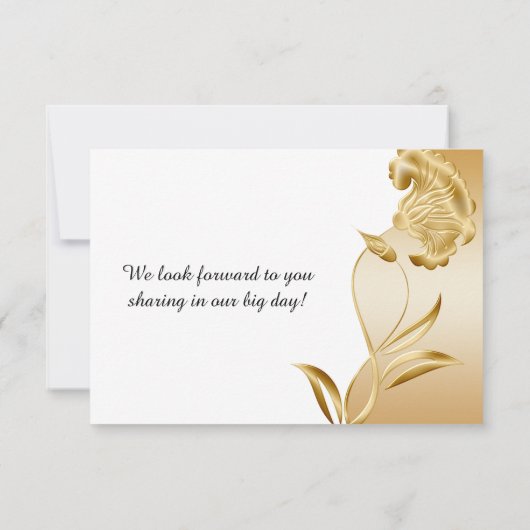 ヴィンテージの華美な金ゴールドによっては渦巻RSVPが開花します 出欠カード (裏面)