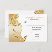 ヴィンテージの華美な金ゴールドによっては渦巻RSVPが開花します 出欠カード (正面/裏面)