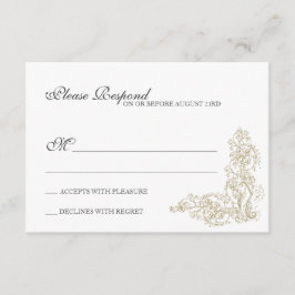 ヴィンテージの華美な金ゴールド及び灰色の応答 出欠カード