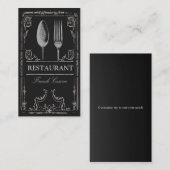 ヴィンテージの華美な銀のスプーンのフォークのレストランのシェフ 名刺 (正面/裏面)