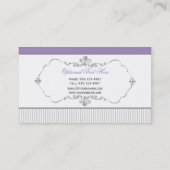 ヴィンテージの華美な銀は紫色の灰色のストライプ渦巻きます 名刺 (裏面)