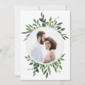 ヴィンテージの葉のフレーム写真 ウェディング招待状。 招待状 (裏面)