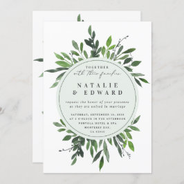 ヴィンテージの葉のフレーム写真 ウェディング招待状。 招待状