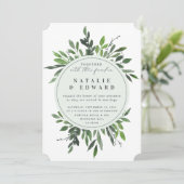 ヴィンテージの葉のフレーム結婚式招待状。 招待状 (スタンド正面)