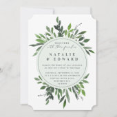ヴィンテージの葉のフレーム ウェディング招待状 招待状 (正面)