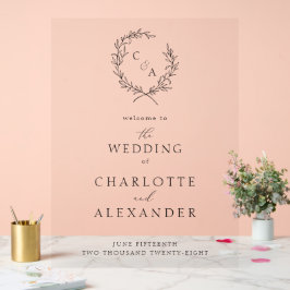 ヴィンテージの葉のリース、ファインアート アクリルサイン