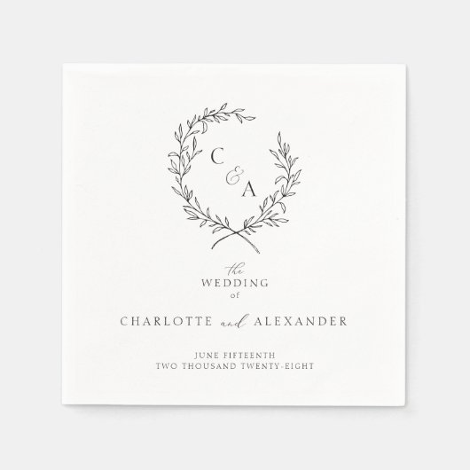 ヴィンテージの葉のリース、ファインアート スタンダードカクテルナプキン (正面)