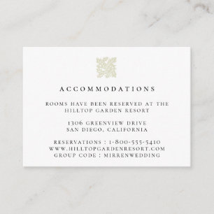 ヴィンテージの葉のロゴ ウェディング宿泊施設 エンクロージャーカード