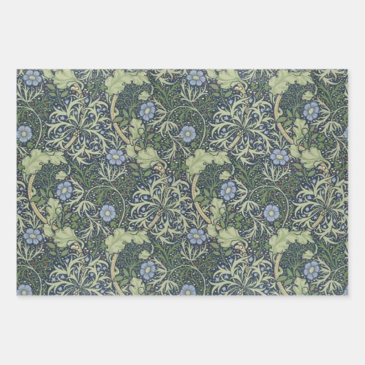 ヴィンテージの葉モリス海藻のイバラ巻き ラッピングペーパーシート (正面)