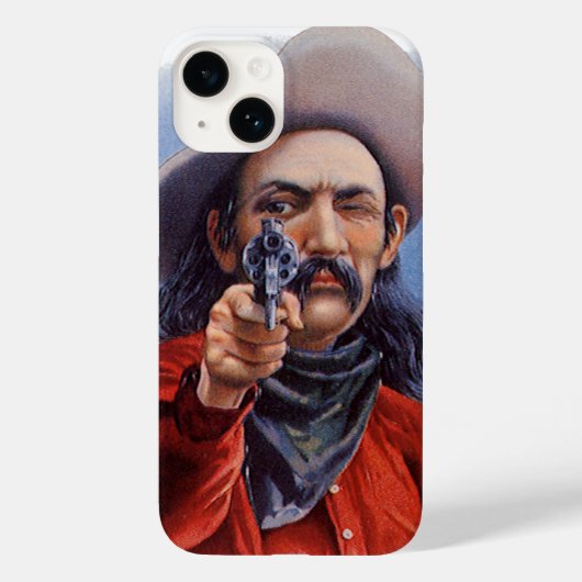ヴィンテージの葉巻ラベルアート、カウボーイがターゲットをとらえる Case-Mate iPhoneケース (裏面)