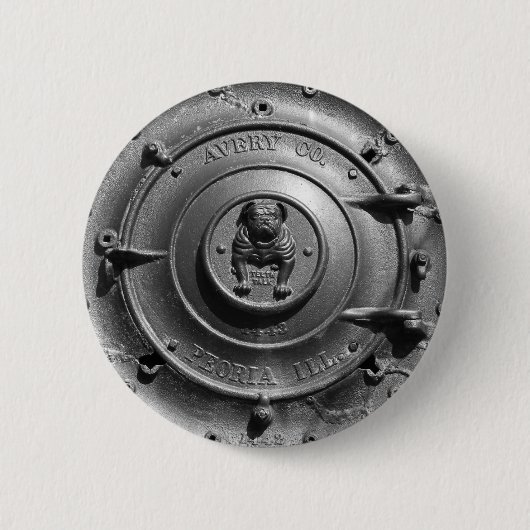 ヴィンテージの蒸気のトラクターの前部 缶バッジ (正面)