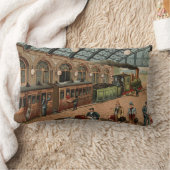 ヴィンテージの蒸気の列車および場所場面 ランバークッション (ブランケット)