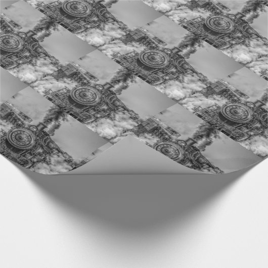 ヴィンテージの蒸気の列車のデザインの包装紙 ラッピングペーパー (角)