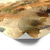 ヴィンテージの蒸気列車で砂漠、鉄道 ポスター (角)