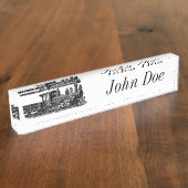 ヴィンテージの蒸気機関 デスクネームプレート (側面)