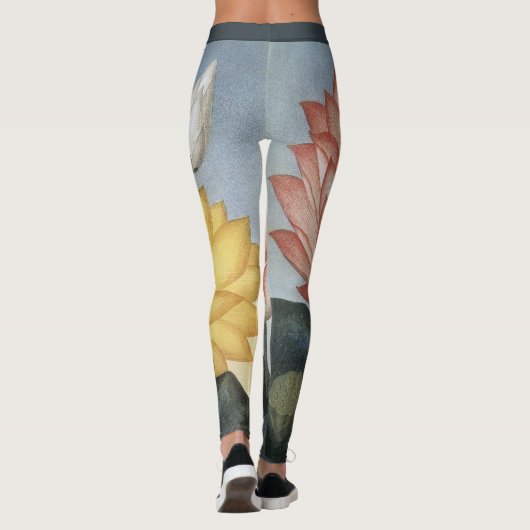 ヴィンテージの蓮の花、神聖なエジプトの豆 レギンス (裏面)