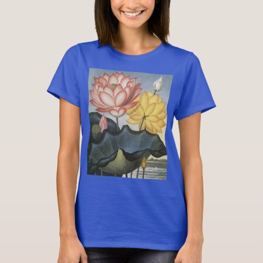ヴィンテージの蓮の花、神聖なエジプトの豆 Tシャツ (正面)